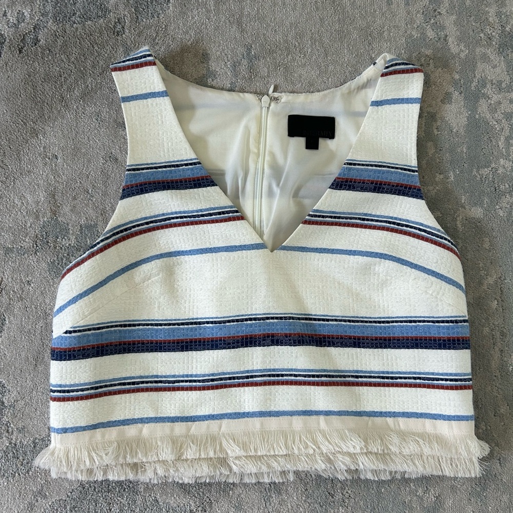 Intermix Striped Sleeveless Crop Top Fringe Festival Size XS